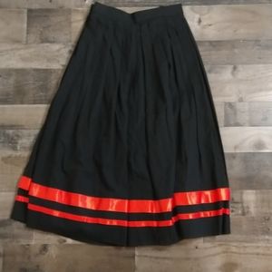 Vintage Helen Straber Pleated Black & Red Skirt